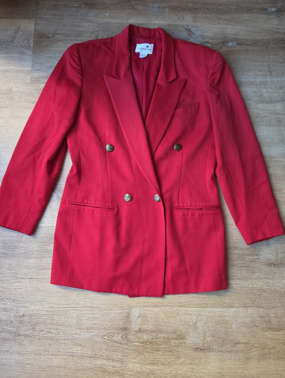 Vintage Liz Claiborne Double-breasted Red Wool Blazer Size 8